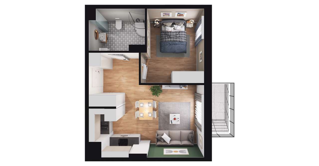 2-pokojowe mieszkanie 43m2 + balkon Bez Prowizji - Pełny obrazek: 2/8