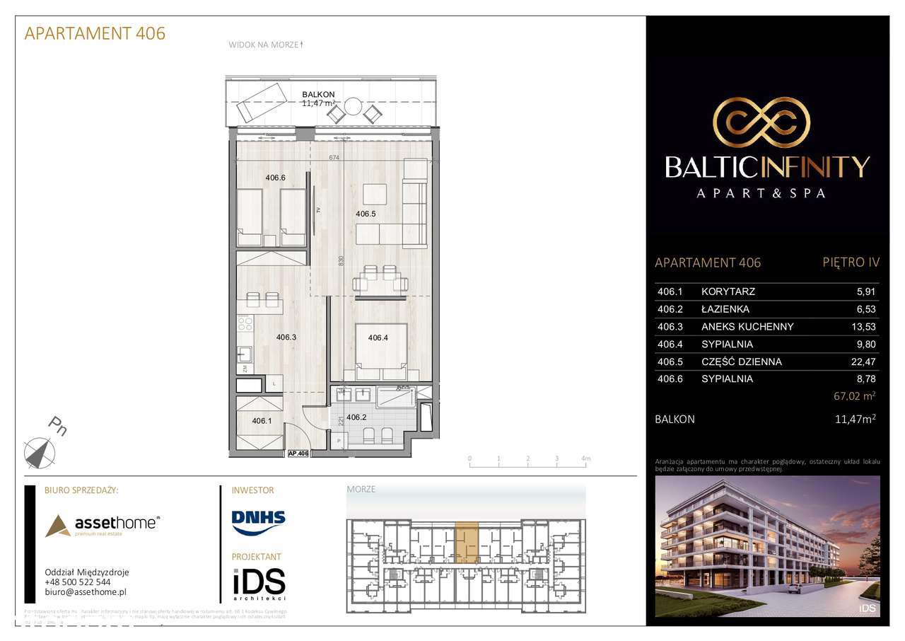 APARTAMENT 406 BALTIC INFINITY MIĘDZYZDROJE - Pełny obrazek: 4/9
