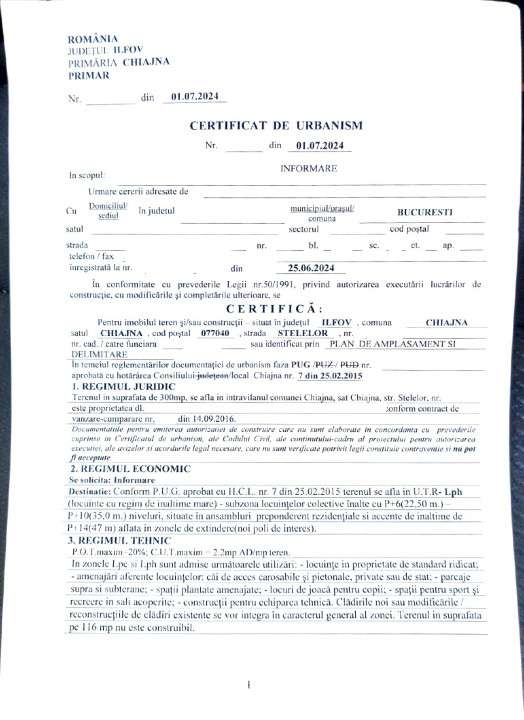 Teren 300mp-Stelelor-pretabil investitie/constructie casa-vila - Imagine principală: 4/5