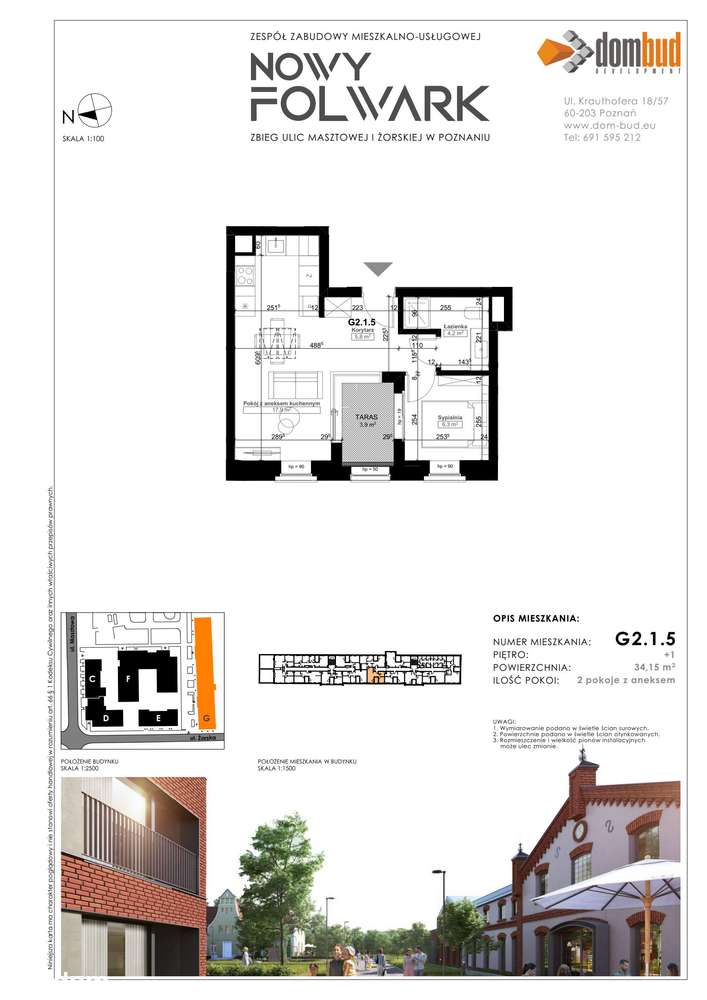 2-pokojowe mieszkanie 41m2 + taras Bezpośrednio - Pełny obrazek: 2/7