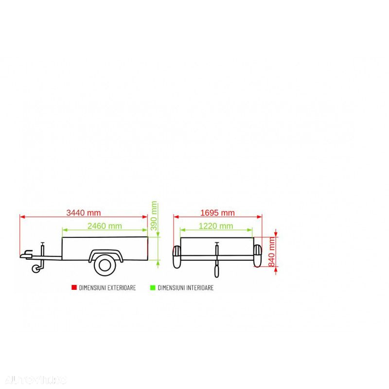 Autocar Remorca auto noua usoara 2400x1200 mm,750 de kg SUPER PRET - 2