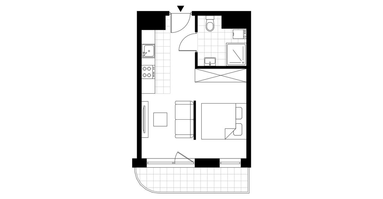 1-pokojowy apartament inwestycyjny 26m2 + loggia - Pełny obrazek: 3/8