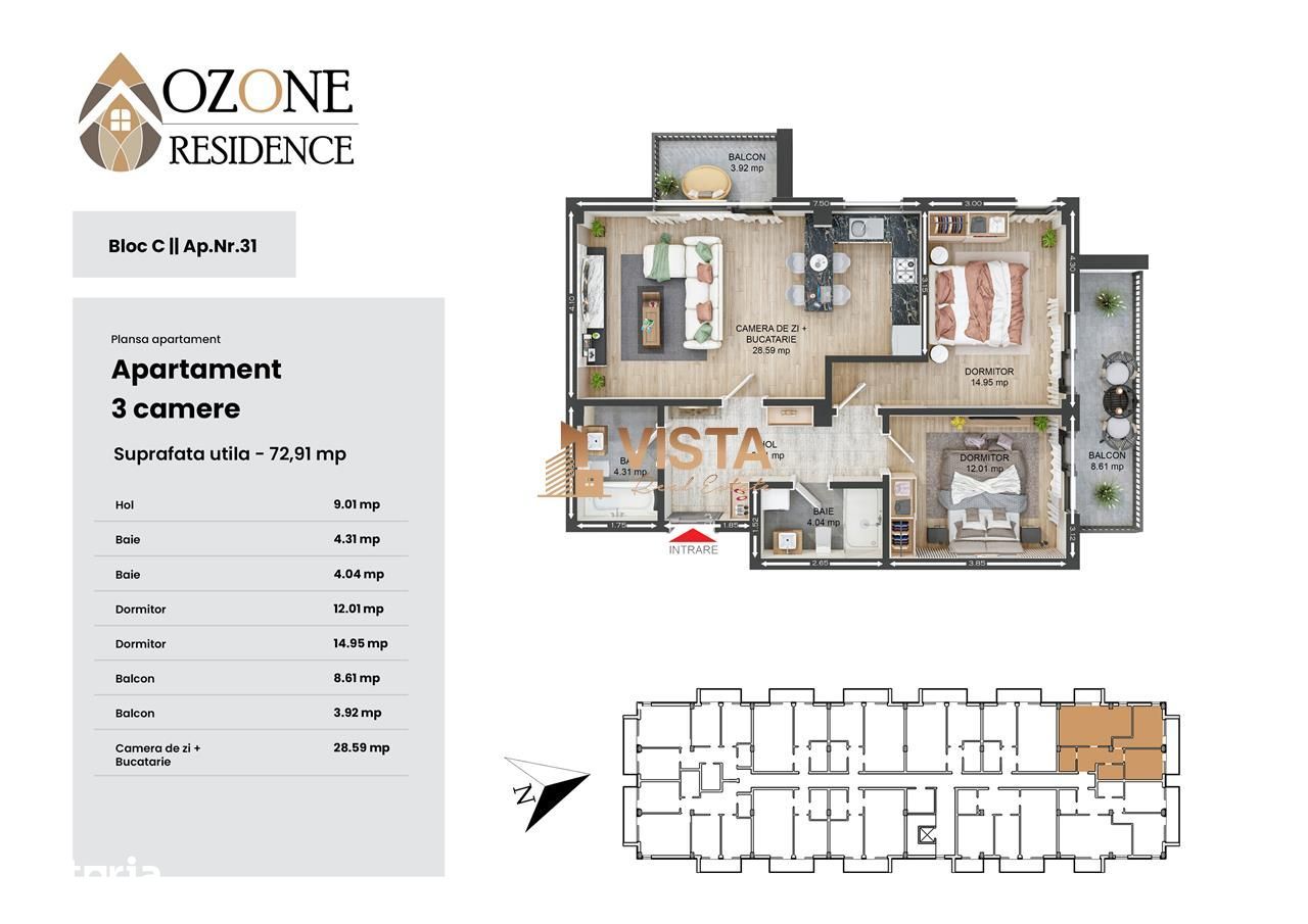 Ozone Residence, Apartament 3 camere, Zona Coresi-Tractorul, Brasov