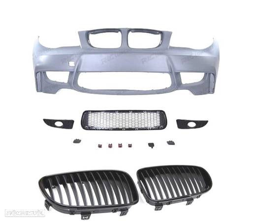 PARA-CHOQUES FRONTAL PARA BMW SERIE1 E81 E87 04-11 LOOK 1M + GRELHAS FRONTAIS 1M PRETO BRILHANTE - 2