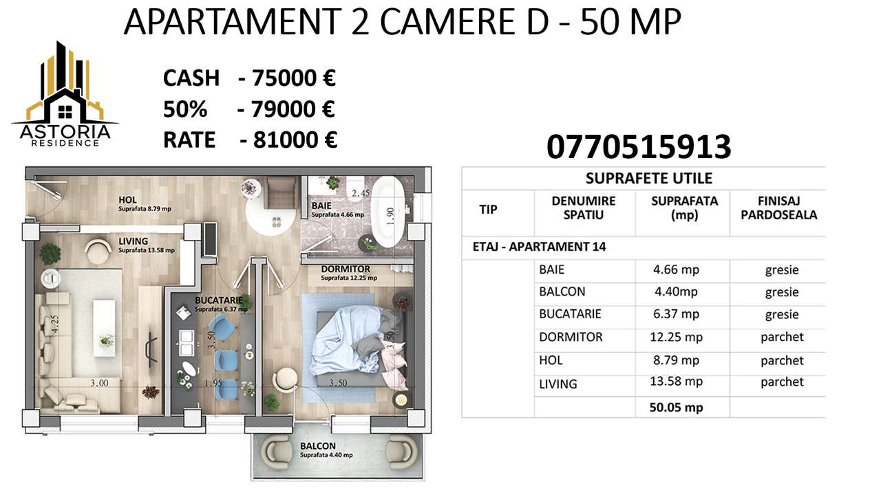 DISCOUNT 6% Astoria Residence Apartamente 1 - 2 camere  Lunca Cetatuii-15