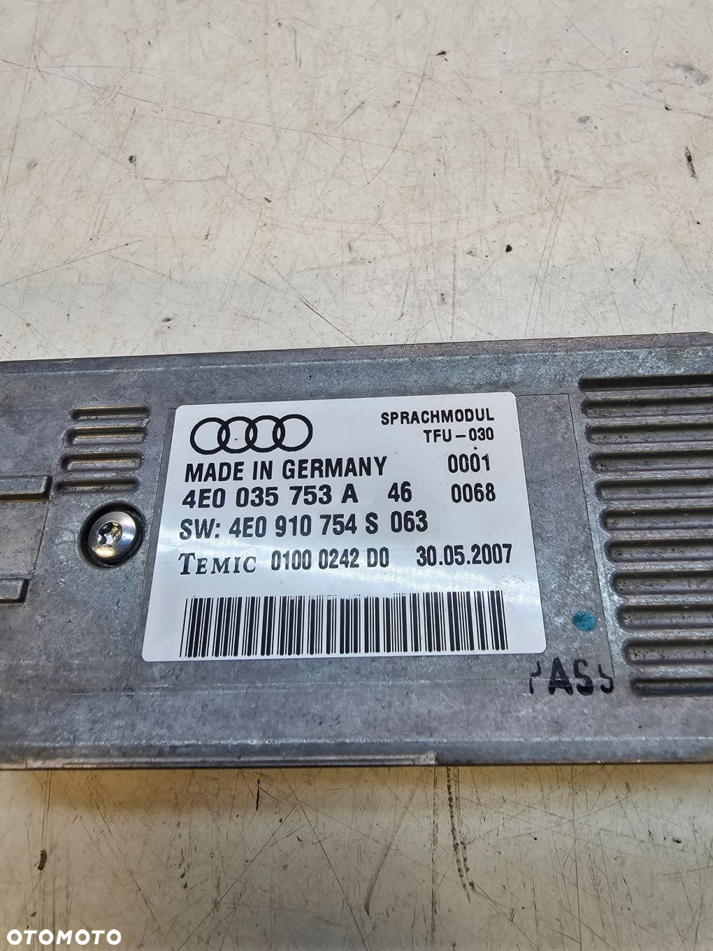 MODUŁ STEROWNIK GŁOSU AUDI A7 4L A8 D3 4E0035753E - 4