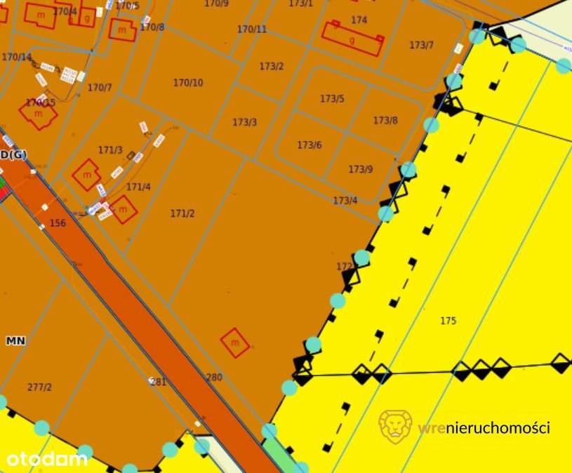 7500 m2 -pod zabudowę mieszkalną - przy drodze