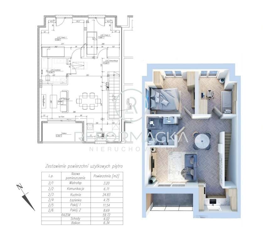 Mieszkanie 60 m2 z miejscem postojowym lub garażem - Pełny obrazek: 2/6