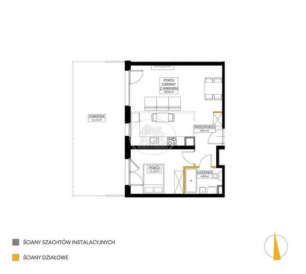 Możliwa osobna kuchnia Mieszkanie z ogródkiem-1