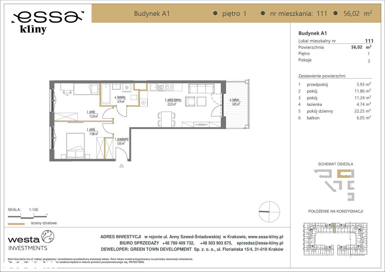 3-pokojowe mieszkanie 56m2 + balkon - Pełny obrazek: 2/7