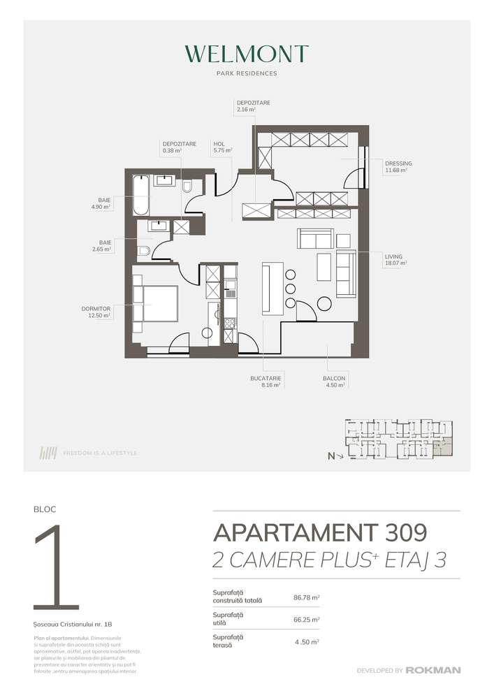 Dezvoltator apartament doua camere plus Welmont - Imagine principală: 5/12