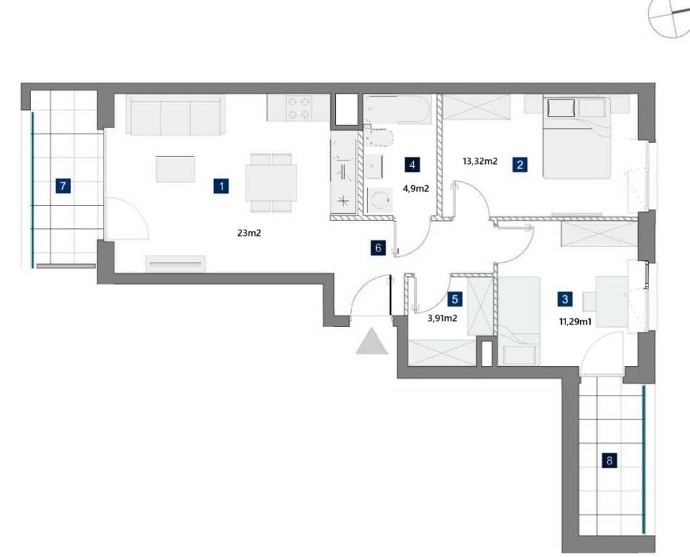 3 pokoje /65m2/ Białej Floty, Marina Mokotów, garaz w cenie-9