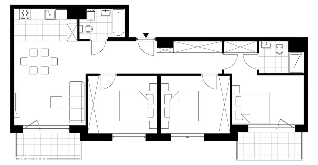 4-pokojowe mieszkanie 92m2 + 2 balkony - Pełny obrazek: 2/7