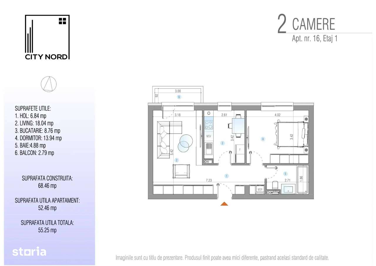 PRE-LANSARE CITY NORD TUNARI-Apartament 2 camere. - Imagine principală: 4/4