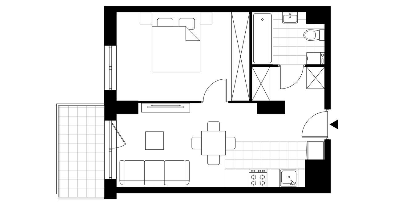 2-pokojowe mieszkanie 37m2 + balkon - Pełny obrazek: 3/8