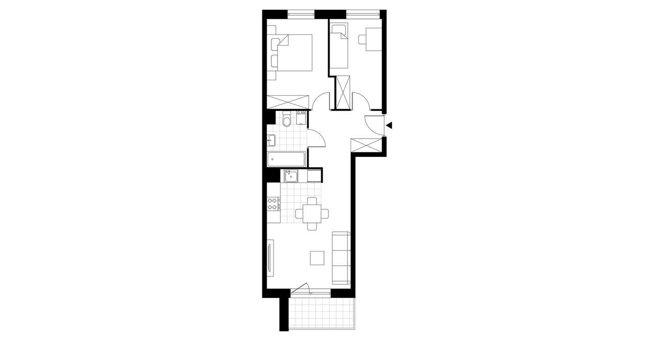 3-pokojowe mieszkanie 50m2 + balkon - Pełny obrazek: 4/7