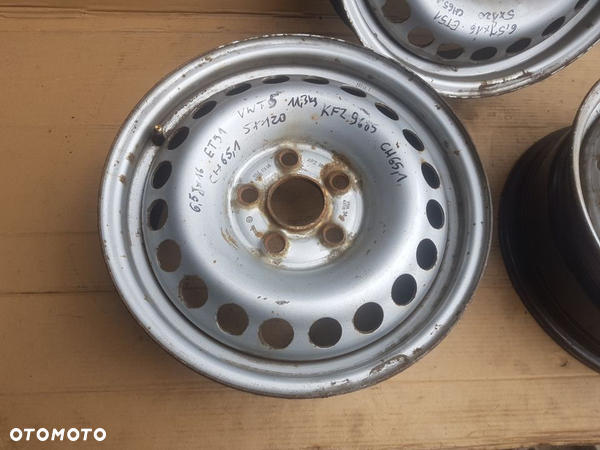 4 felgi stalowe r16" cali 6,5jx16 et51 ch65,1 5x120 VW T5 - 2