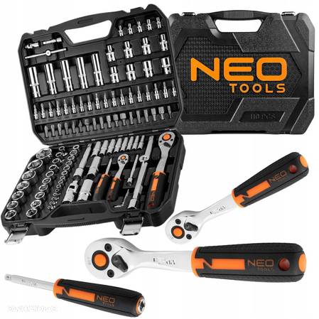 NEO 10-066 ZESTAW KLUCZE NASADOWE NASADKI TORX 1/4" 1/2" walizka 110el XXXL - 15