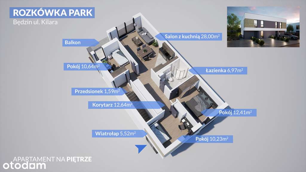 4 pokoje+ ogródek i 2 miejsca parkingowe - Pełny obrazek: 5/12