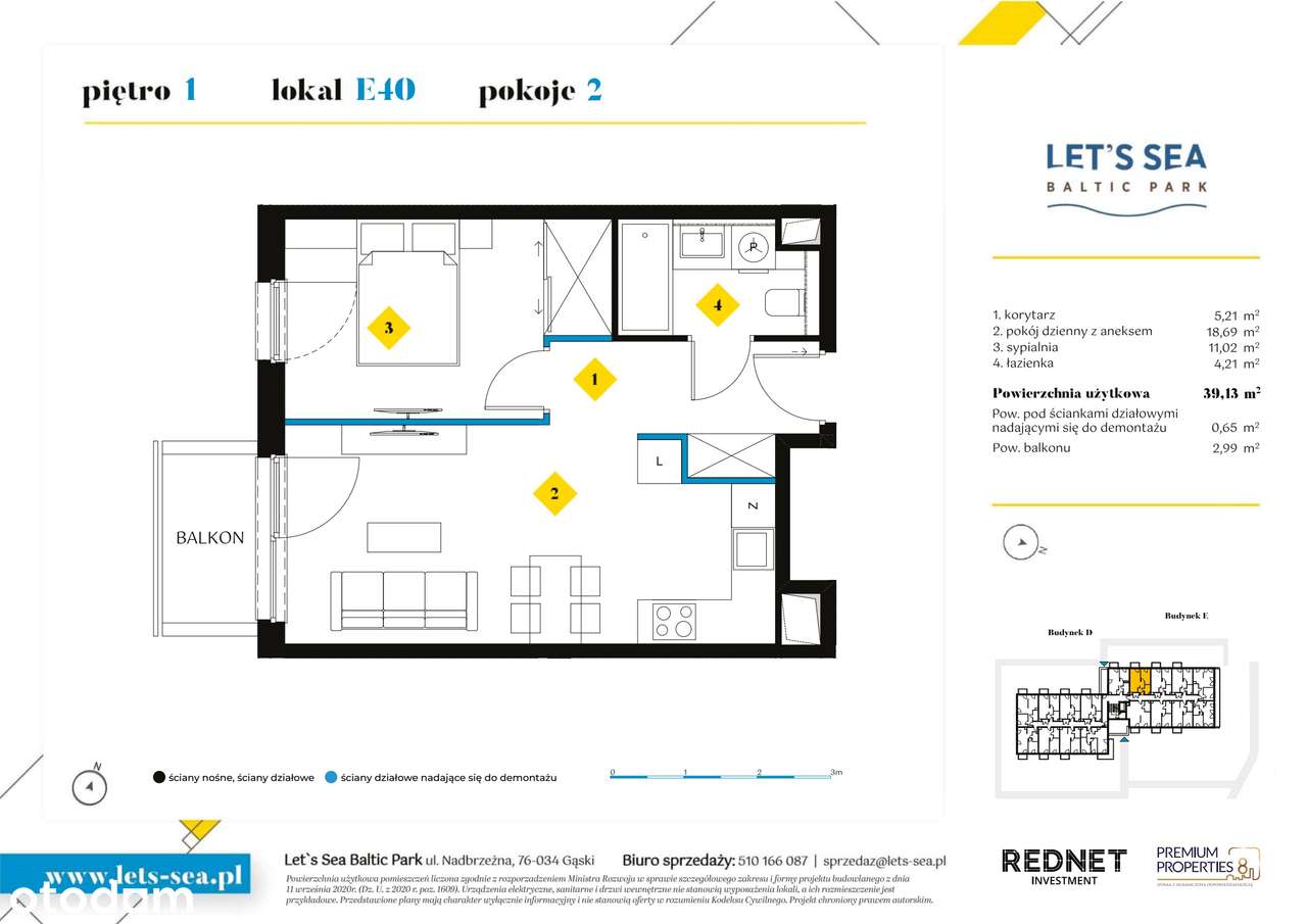 2-pokojowe mieszkanie 39m2 + balkon Bez Prowizji - Pełny obrazek: 2/7