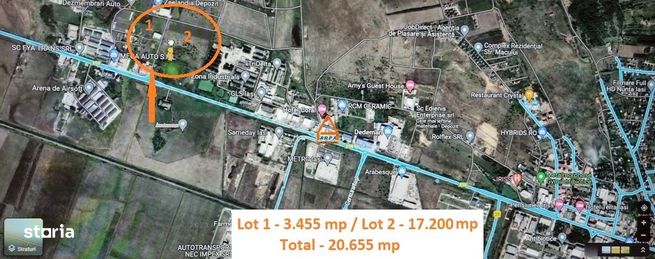 Teren intravilan industrial - 3455 mp - 20655 mp , Zona Metro , E 58-1