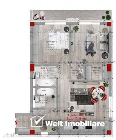Proiect nou!  Apartament 3 camere, terasa 80 mp, Borhanci, Cluj-Napoca