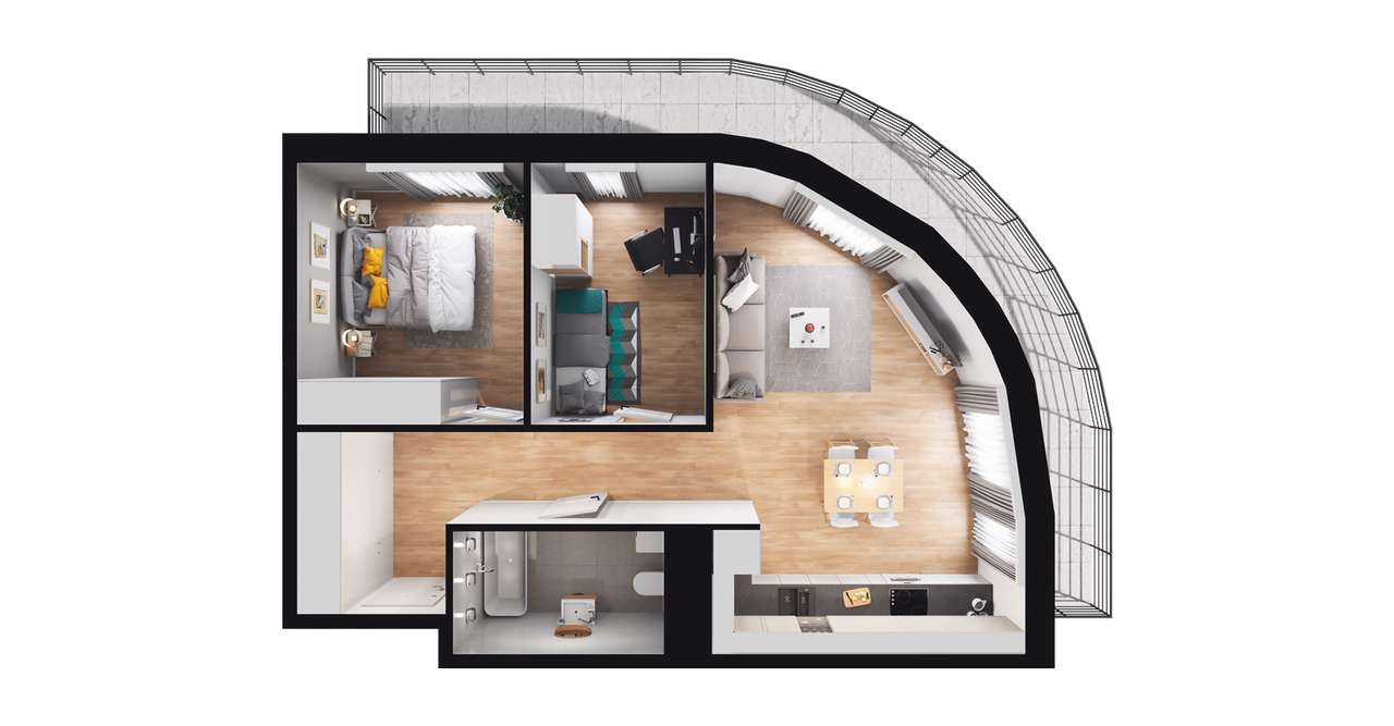 3-pokojowe mieszkanie 55m2 + balkon Bezpośrednio - Pełny obrazek: 2/8