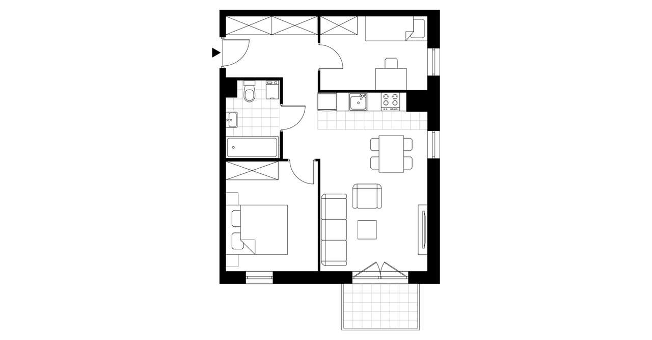 3-pokojowe mieszkanie 52m2 + balkon - Pełny obrazek: 3/8