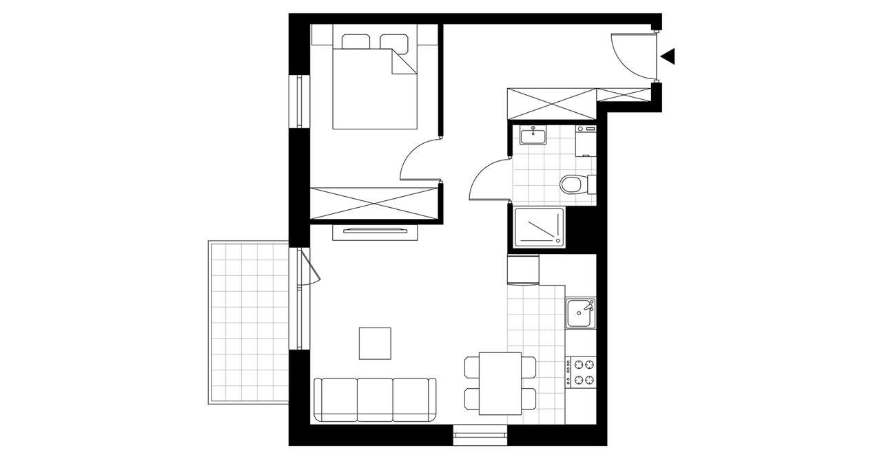 2-pokojowe mieszkanie 43m2 + balkon Bezpośrednio - Pełny obrazek: 3/8