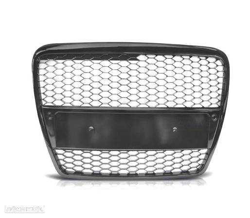 GRELHA FRONTAL LOOK RS PARA AUDI A6 C6 LIMOUSINE AVANT PRETO BRILHANTE - 3