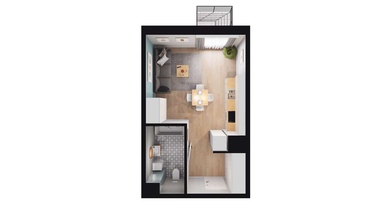 1-pokojowe mieszkanie 27m2 + balkon Bez Prowizji - Pełny obrazek: 2/8