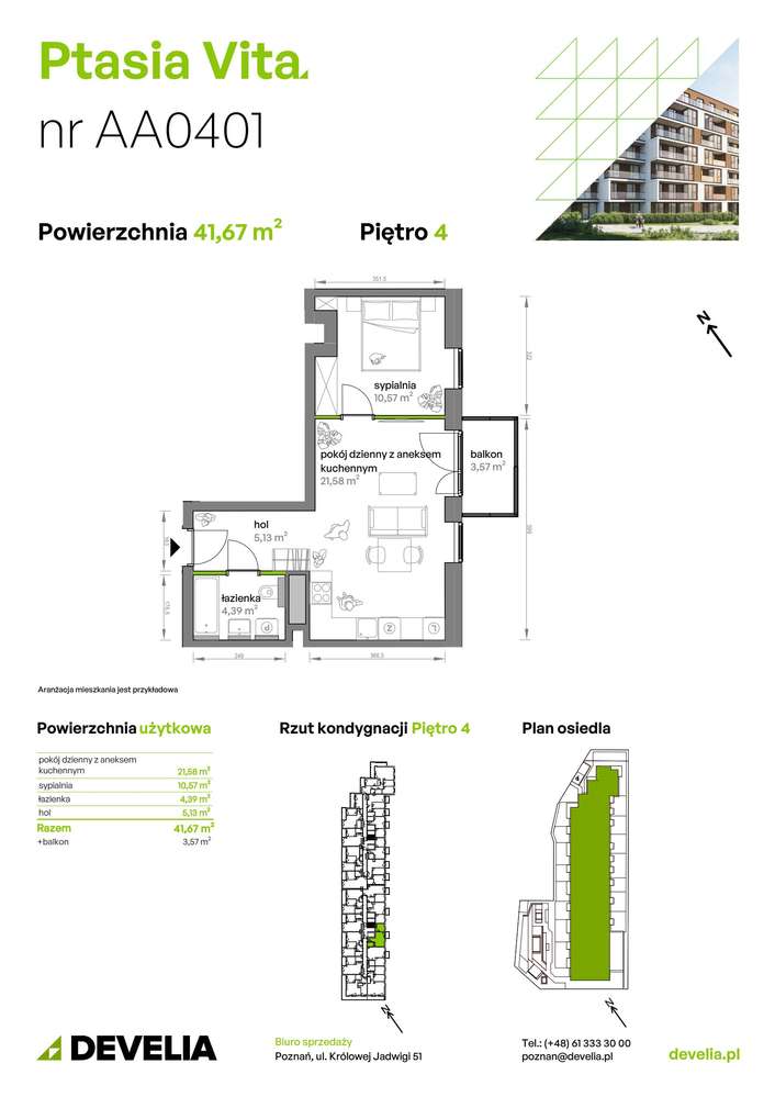 2-pokojowe mieszkanie 41m2 + balkon Bezpośrednio - Pełny obrazek: 2/6