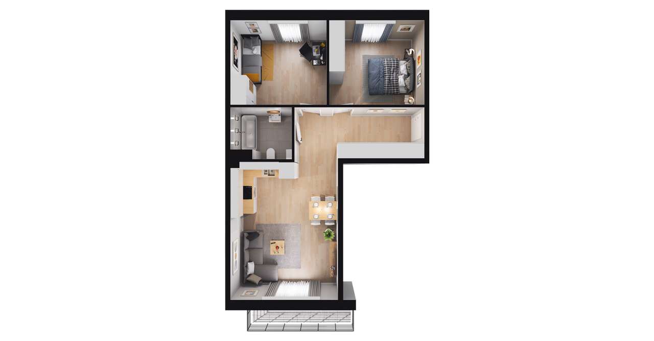 3-pokojowe mieszkanie 57m2 + balkon Bez Prowizji - Pełny obrazek: 2/8