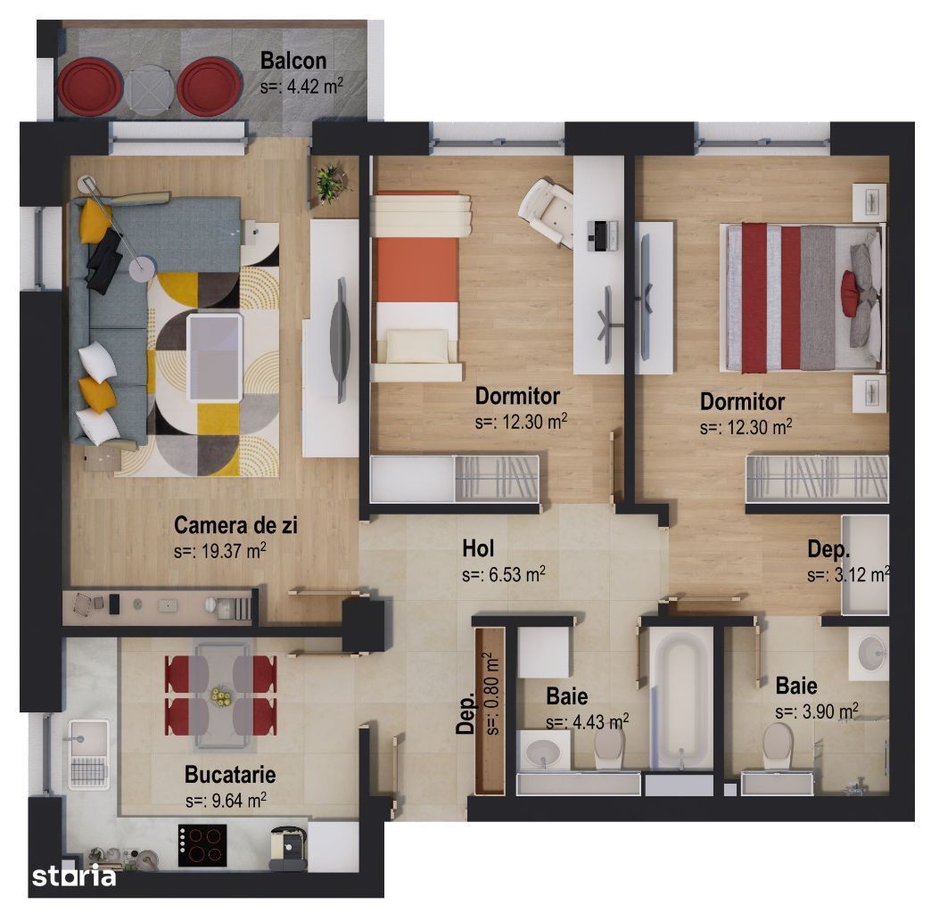 Apartament cu 3 camere decomandat FINALIZAT