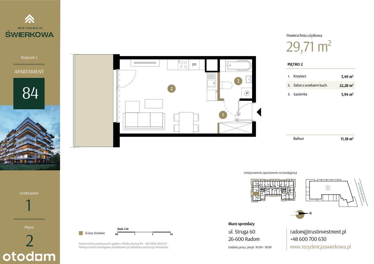 1-pokojowe mieszkanie 29m2 + balkon Bez Prowizji - Pełny obrazek: 2/7