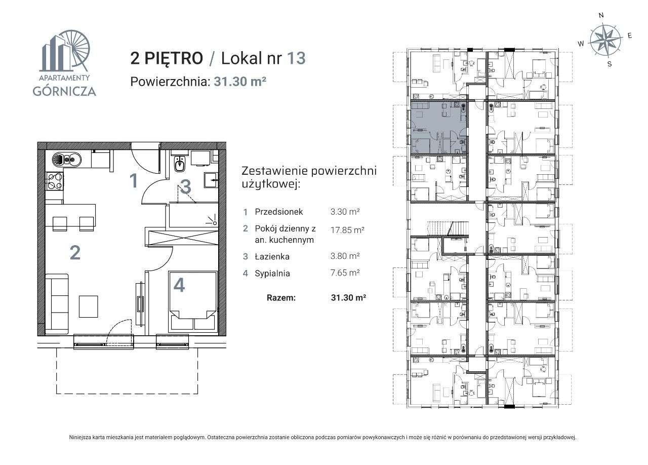 Nowe Apartamenty Górnicza Lokal nr 13 - 31,3 mkw - Pełny obrazek: 2/11