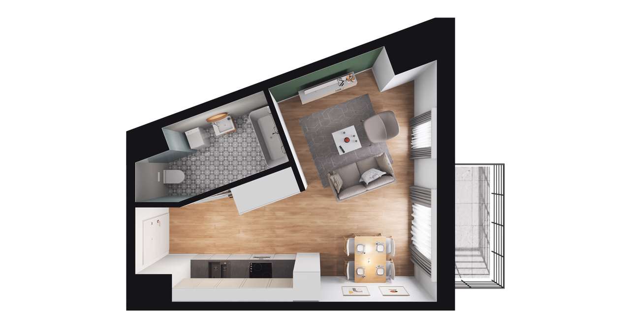 1-pokojowe mieszkanie 29m2 + balkon Bez Prowizji - Pełny obrazek: 2/8