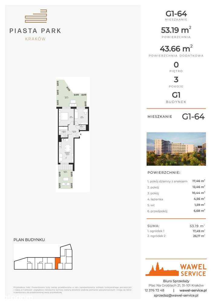 Piasta Park V​I | mieszkanie 3-pok. | G1-64 - Pełny obrazek: 2/7