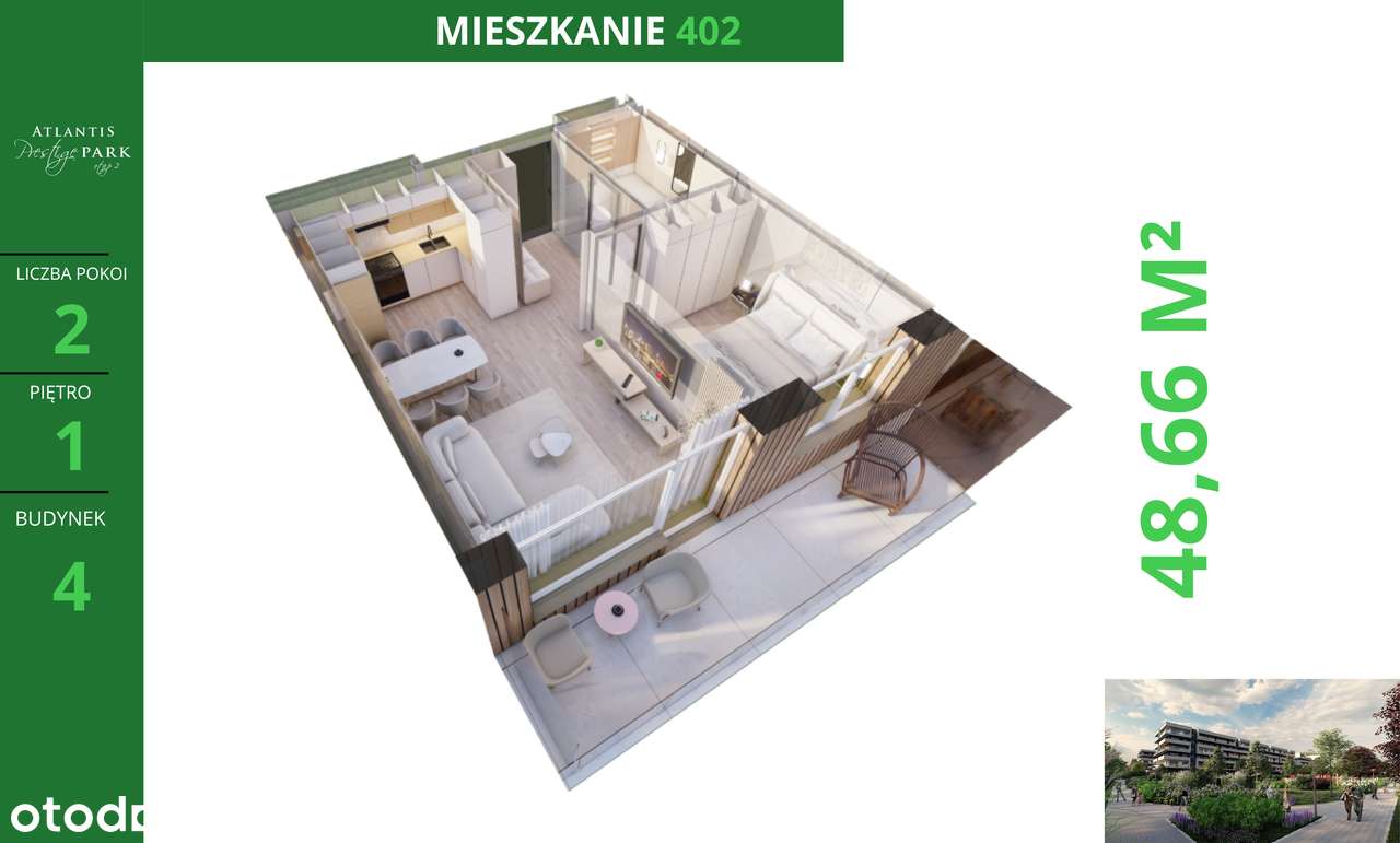 2-pokojowe mieszkanie 48m2 Bez Prowizji - Pełny obrazek: 2/11