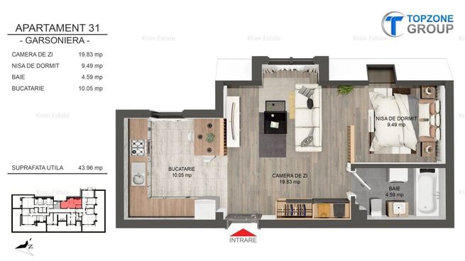 Comision 0% - Garsoniera - Ap.31 - Topzone 4 - Tractorul