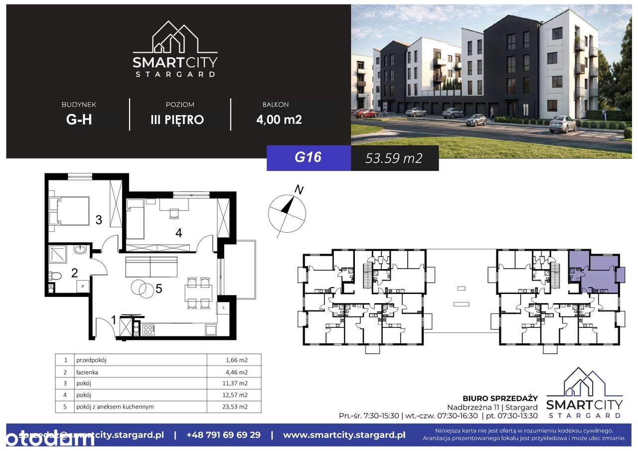 3-pokojowe mieszkanie 53m2 + balkon - Pełny obrazek: 2/7