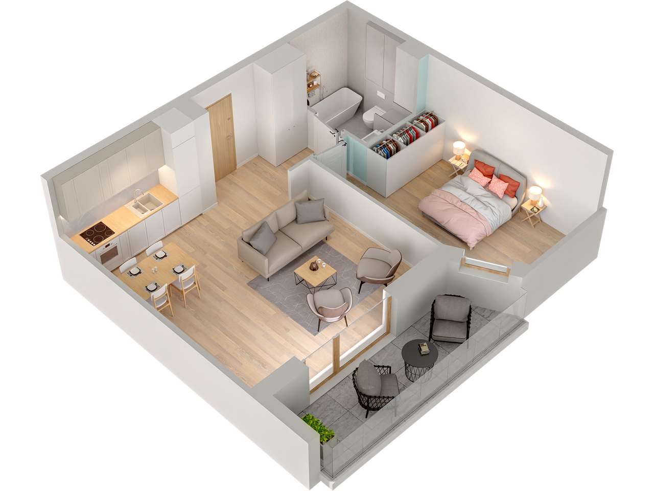 2-pokojowe mieszkanie 47,85 m2 - Pełny obrazek: 5/8