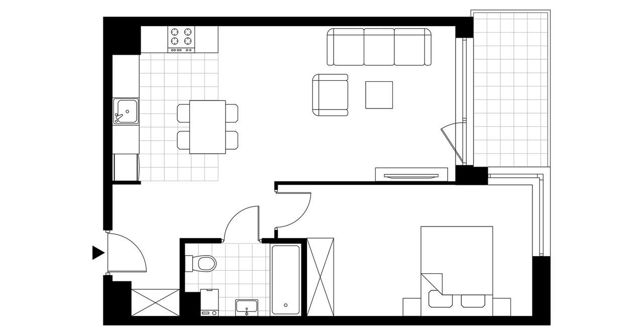 2-pokojowe mieszkanie 52m2 + balkon - Pełny obrazek: 3/8