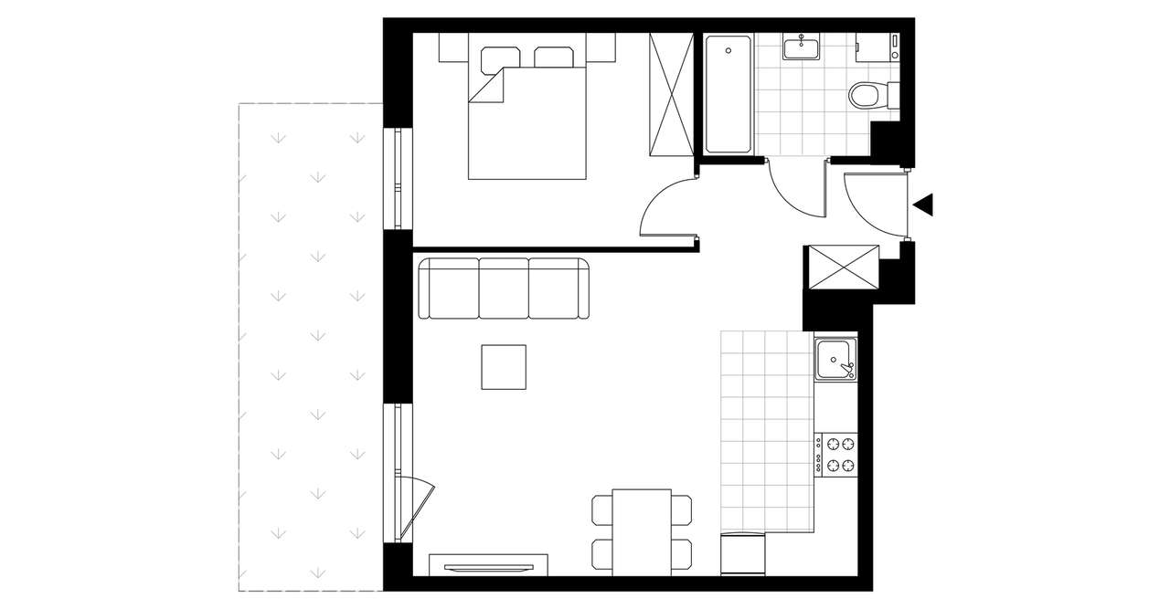 2-pokojowe mieszkanie 45m2 + ogródek - Pełny obrazek: 3/8