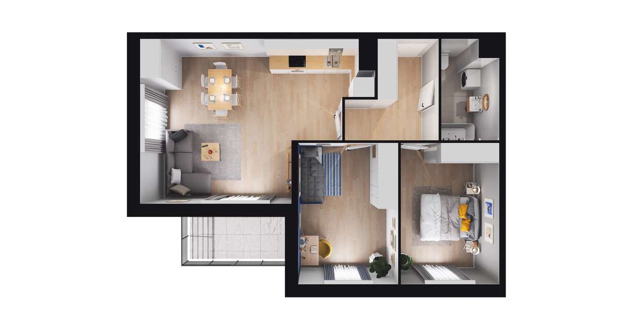 3-pokojowe mieszkanie 66m2 + balkon Bez Prowizji - Pełny obrazek: 2/8