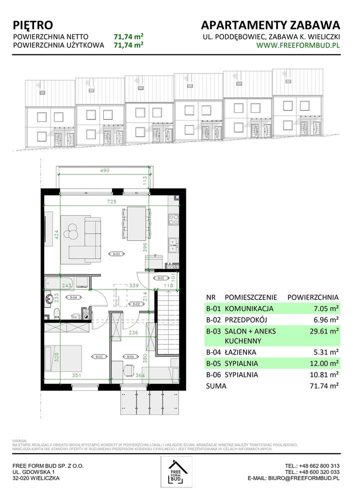 Wieliczka| Mieszkanie 71,74 m² z balkonem| Piętro| Apartamenty Zabawa-7