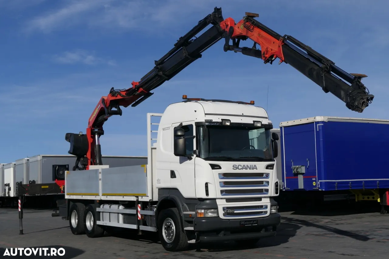 Scania R 480 / 6X4 / BOX - 6,2 M + CRANE PALFINGER PK 40000/ FLY JIB / RADIO COMMANDE / - 7