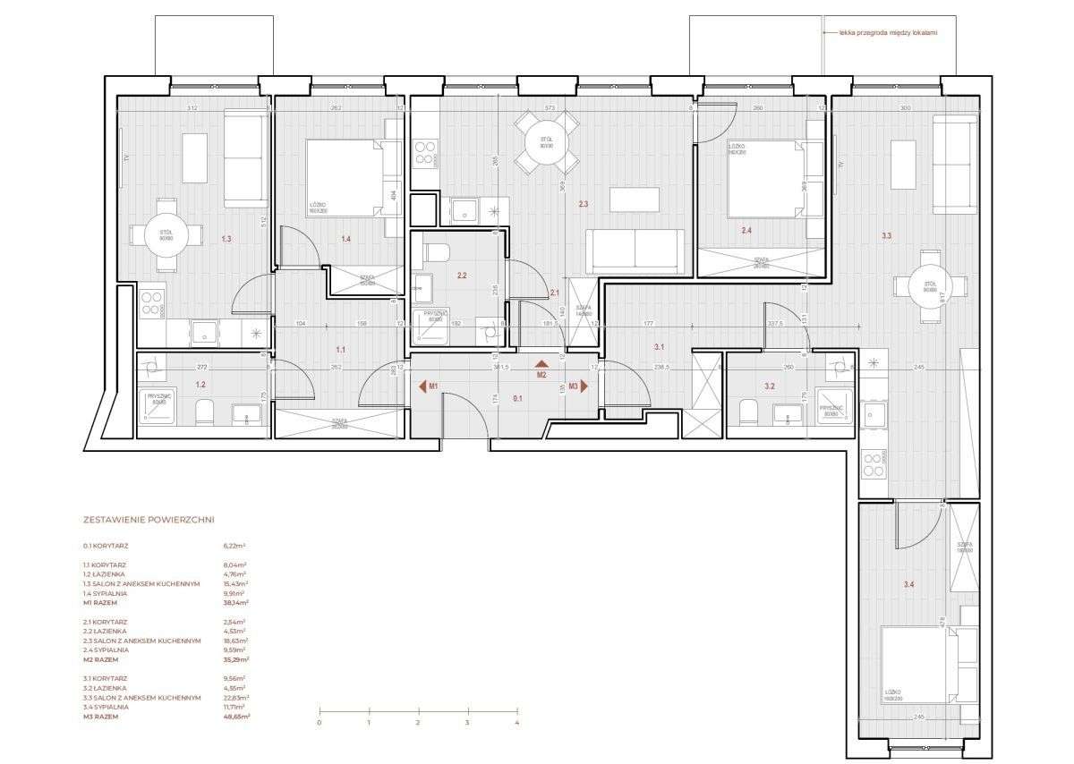 3 mieszkania 2pok. + 3 m. w hali g.-3