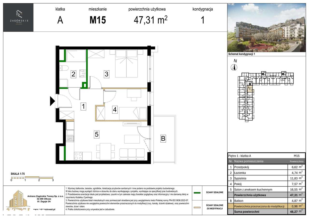 3-pokojowe mieszkanie 47m2 + balkon Bez Prowizji - Pełny obrazek: 2/8