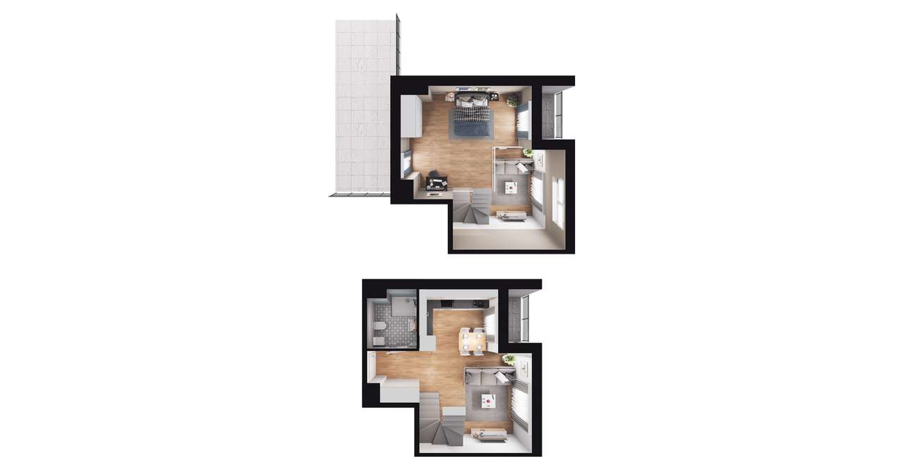 2-pokojowe mieszkanie 52m2 + 2 tarasy Bezpośrednio - Pełny obrazek: 2/8